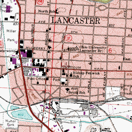 Topographic Map of Fairfield County Sheriff's Office, OH
