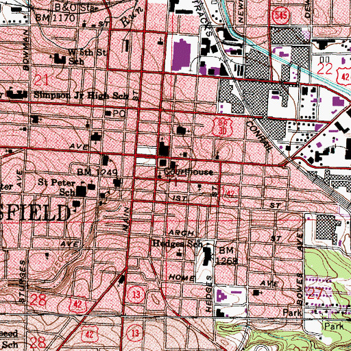Topographic Map of Richland County Jail, OH