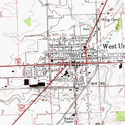 Topographic Map of West Unity Village Police Department, OH