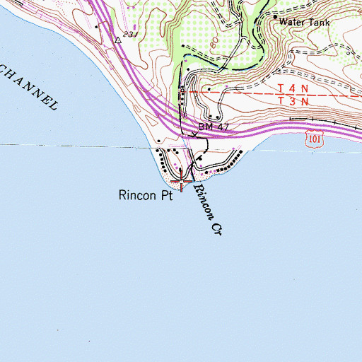 Topographic Map of Rincon Creek, CA