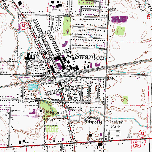 Topographic Map of Swanton Police Department, OH