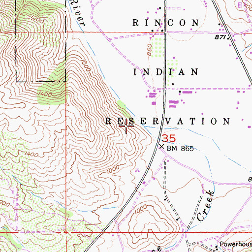 Topographic Map of Rincon Reservation, CA