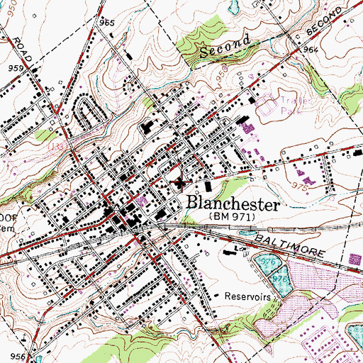 Topographic Map of Blanchester Police Department, OH