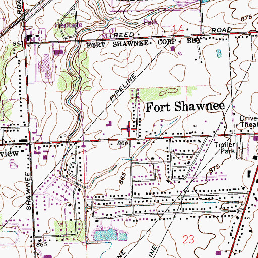Topographic Map of Fort Shawnee Police Department, OH