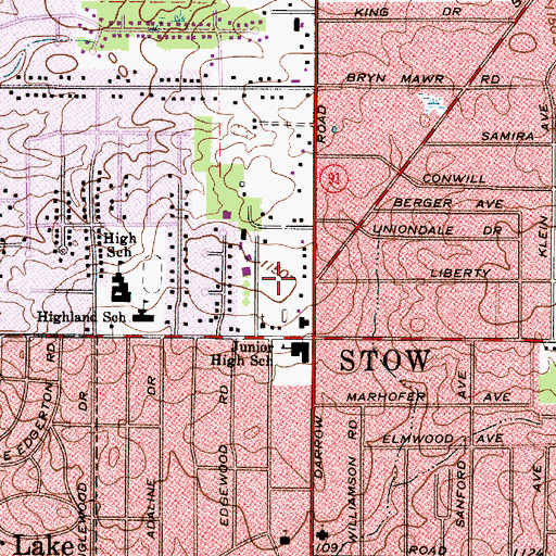 Topographic Map of Stow Police Department, OH