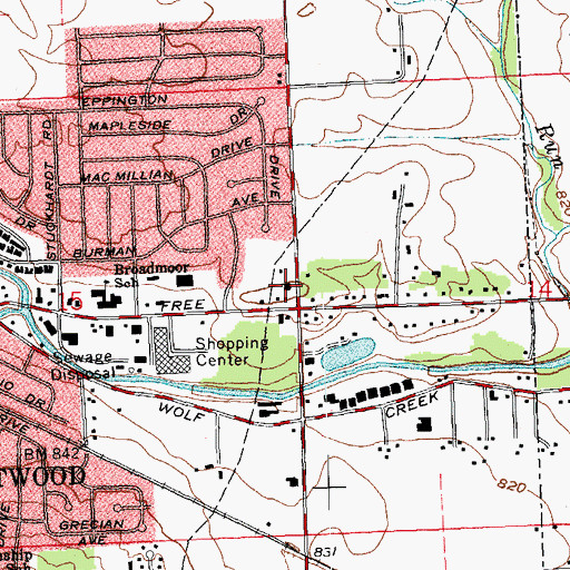 Topographic Map of Trotwood Police Department, OH