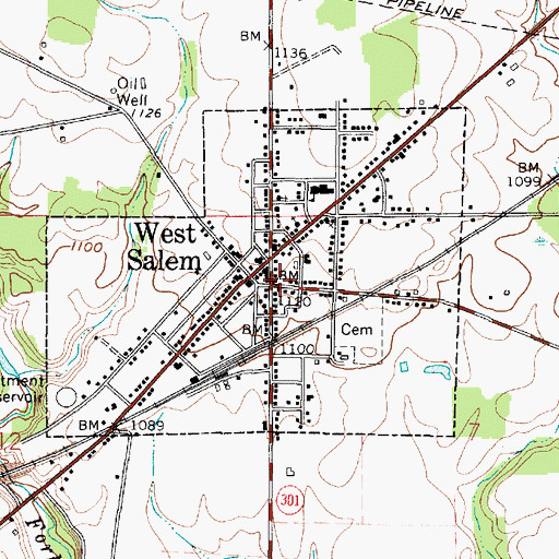 Topographic Map of West Salem Village Police Department, OH