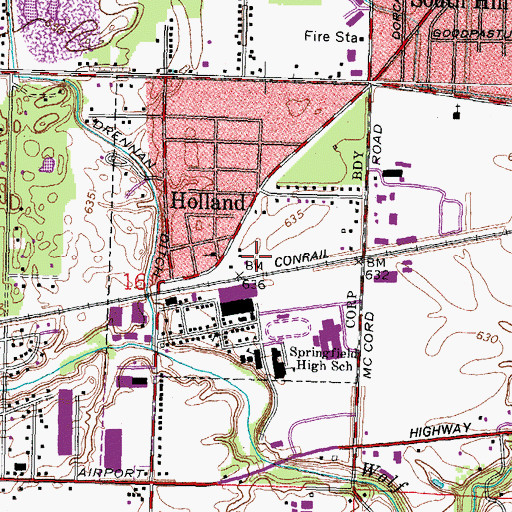 Topographic Map of Holland Police Department, OH