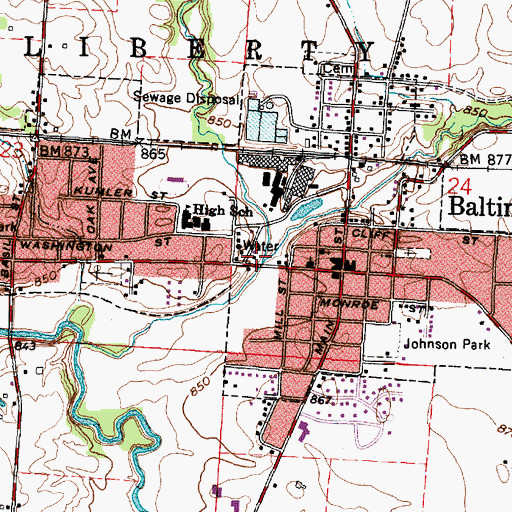 Topographic Map of Baltimore Police Department, OH