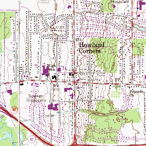 Topographic Map of Howland Township Police Department, OH