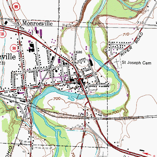 Topographic Map of Monroeville Police Department, OH