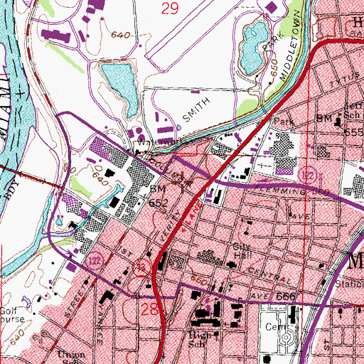 Topographic Map of Middletown Police Department, OH