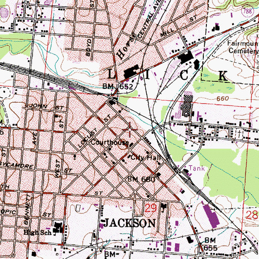 Topographic Map of Jackson County Sheriff's Office, OH