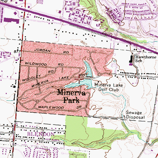 Topographic Map of Minerva Park Police, OH