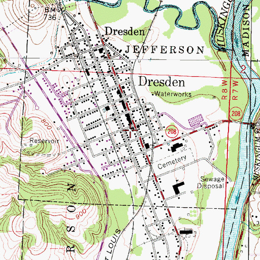 Topographic Map of Dresden Police Department, OH