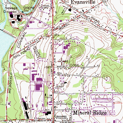Topographic Map of Weathersfield Township Police, OH