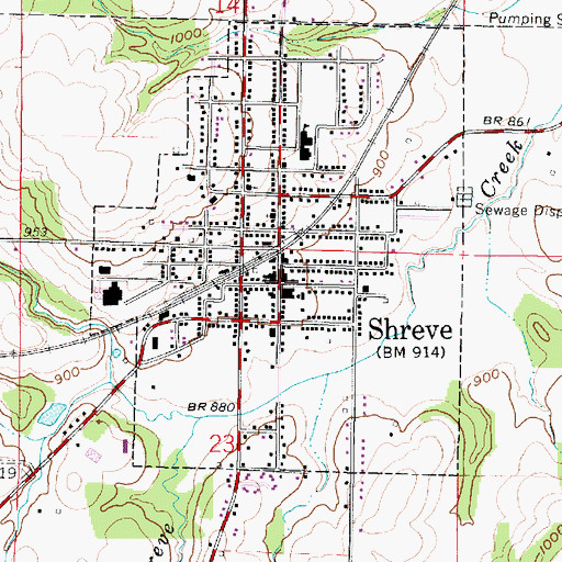 Topographic Map of Shreve Village Police Department, OH