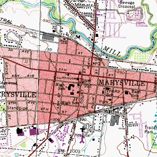 Topographic Map of Union County Sheriff's Office, OH
