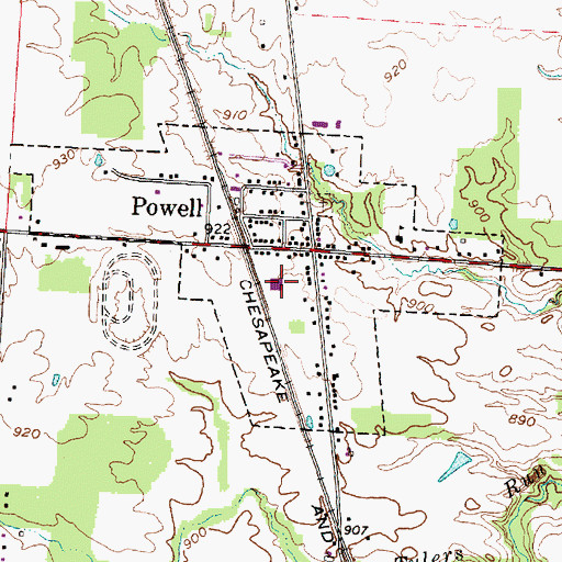 Topographic Map of Powell Police Department, OH