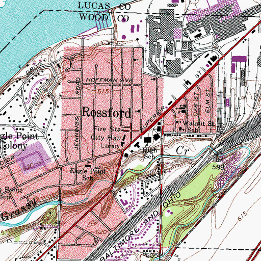Topographic Map of Rossford Police Department, OH