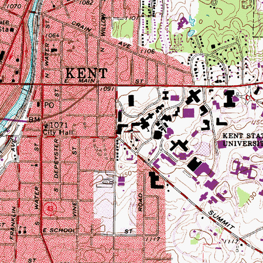 Topographic Map of Kent State University Police Department, OH