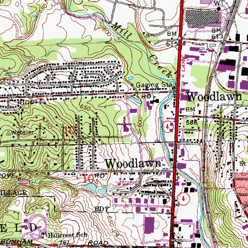 Topographic Map of Woodlawn Police Department, OH