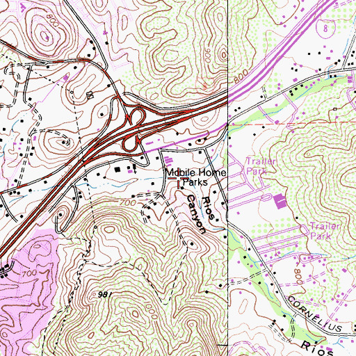Topographic Map of Rios Canyon, CA