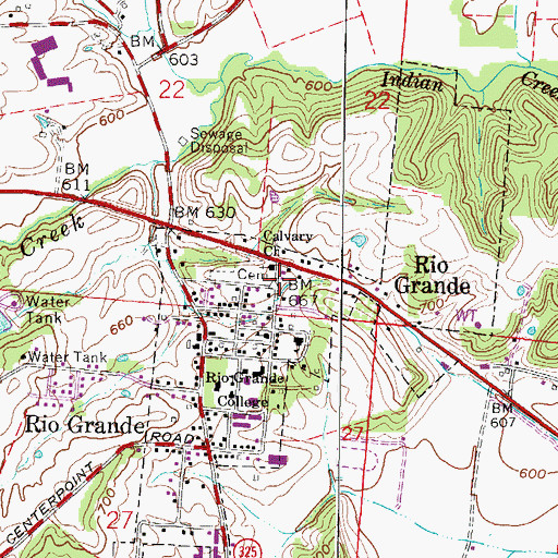 Topographic Map of Rio Grande Village Police Department, OH