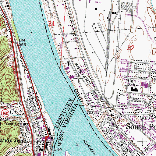 Topographic Map of South Point City Police Department, OH