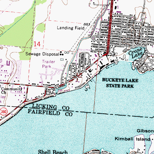 Topographic Map of Buckeye Lake Police Department, OH