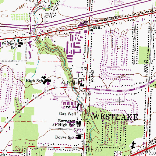 Topographic Map of Westlake Police Department, OH