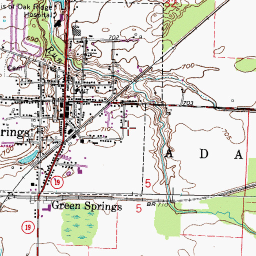 Topographic Map of Green Springs Police Department, OH