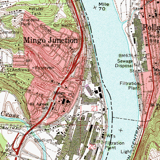 Topographic Map of Mingo Junction Police Department, OH