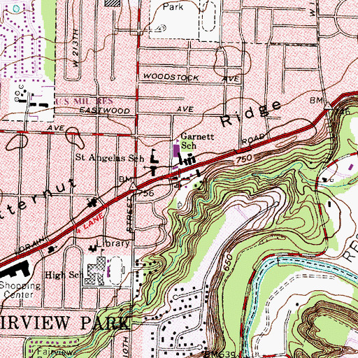 Topographic Map of Fairview Park Police Department, OH