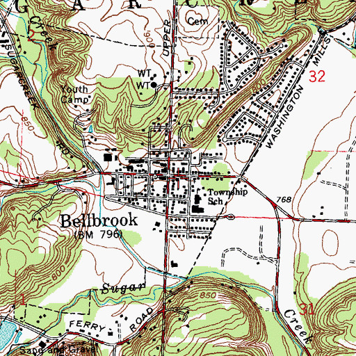Topographic Map of Bellbrook Police Department, OH