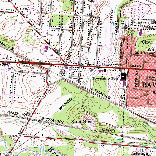 Topographic Map of Ravenna Township Police Department, OH