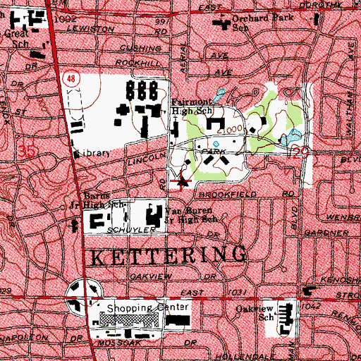 Topographic Map of Kettering Police Department, OH