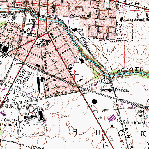 Topographic Map of Hardin County Sheriff's Office, OH