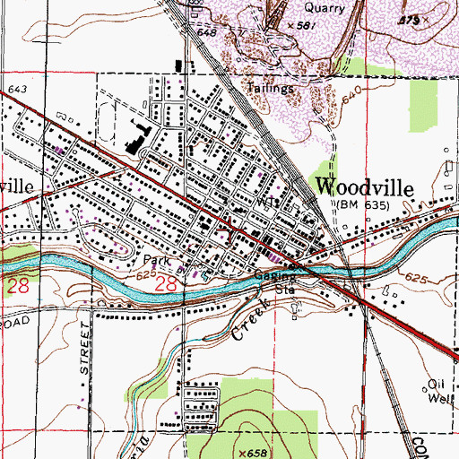 Topographic Map of Woodville Village Police Department, OH