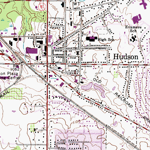 Topographic Map of Hudson Police Department, OH