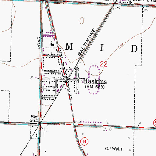 Topographic Map of Haskins Police Department, OH