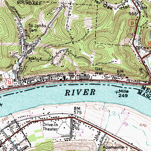 Topographic Map of Pomeroy Police Department, OH