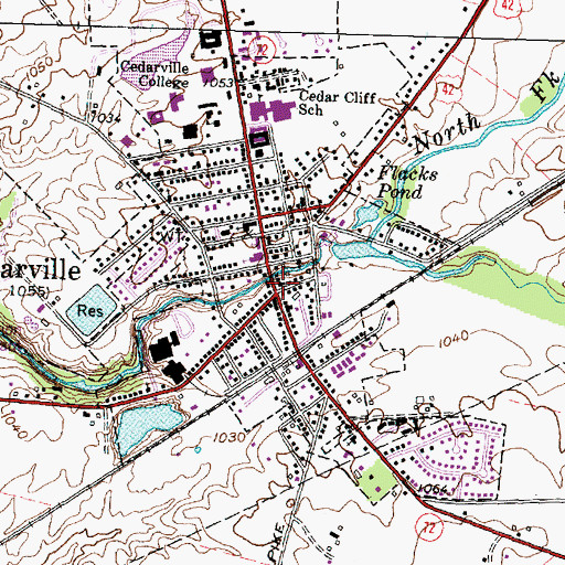 Topographic Map of Cedarville Police Department, OH