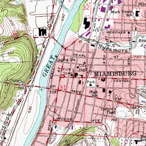 Topographic Map of Miamisburg Police Department, OH