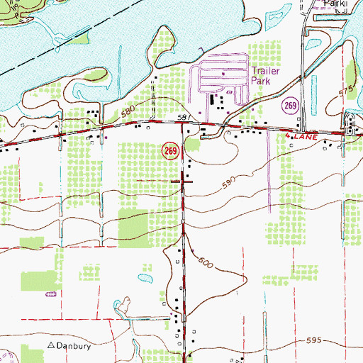 Topographic Map of Danbury Township Police Department, OH