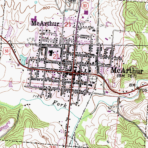 Topographic Map of Vinton County Sheriff's Office, OH