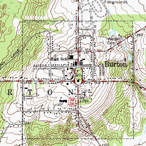 Topographic Map of Burton Police Department, OH