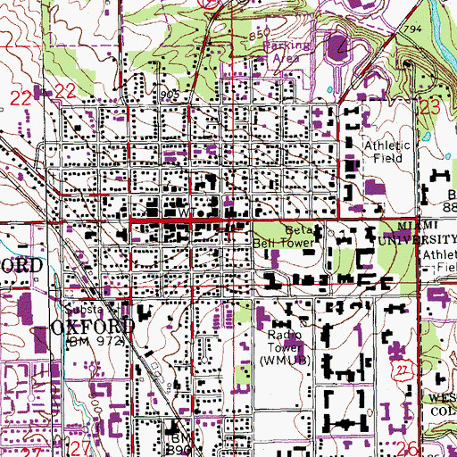 Topographic Map of Oxford Police Department, OH