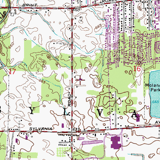 Topographic Map of Sylvania Township Police Department, OH