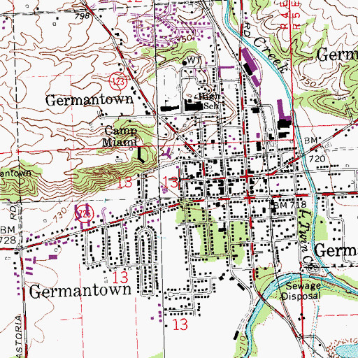 Topographic Map of Germantown Police Department, OH